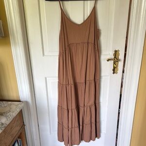 Brown Tiered Ruffled Maxi Sundress